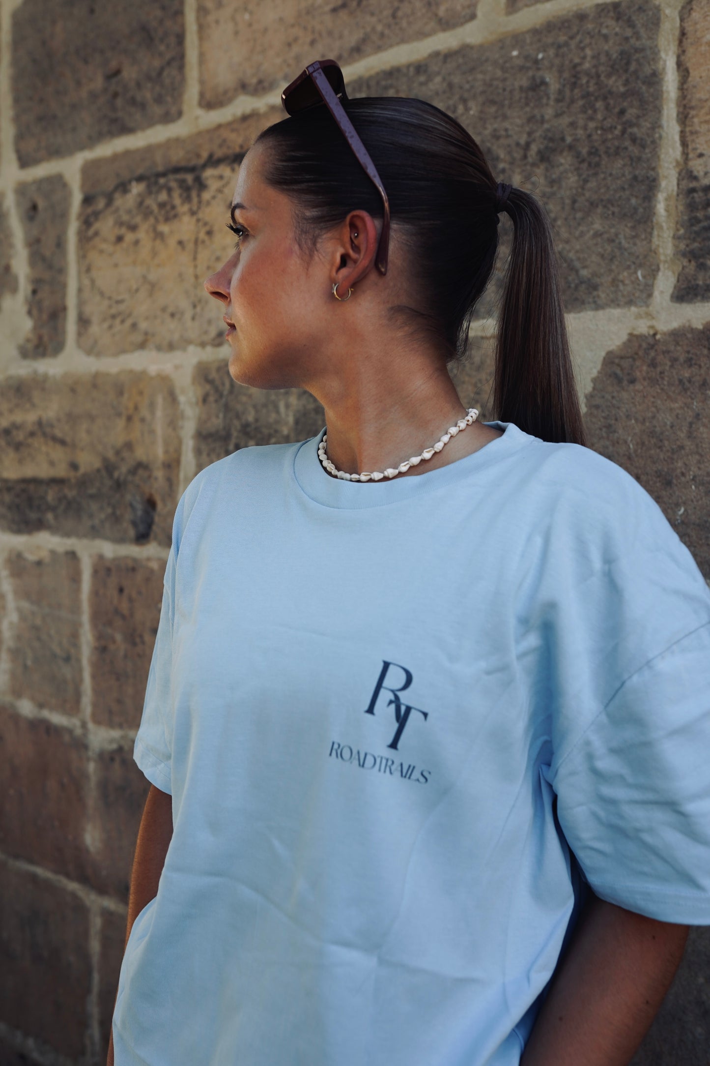 SUMMER TRIP Oversized T-Shirt Babyblau